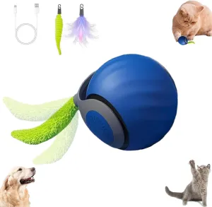 1Pack Speedy 2.0 Tail Cat Toys for Bored Indoor,2025 New Generation Interactive Cat Toys for Indoor Cats,Automatic Moving Ball with Tail,Blue