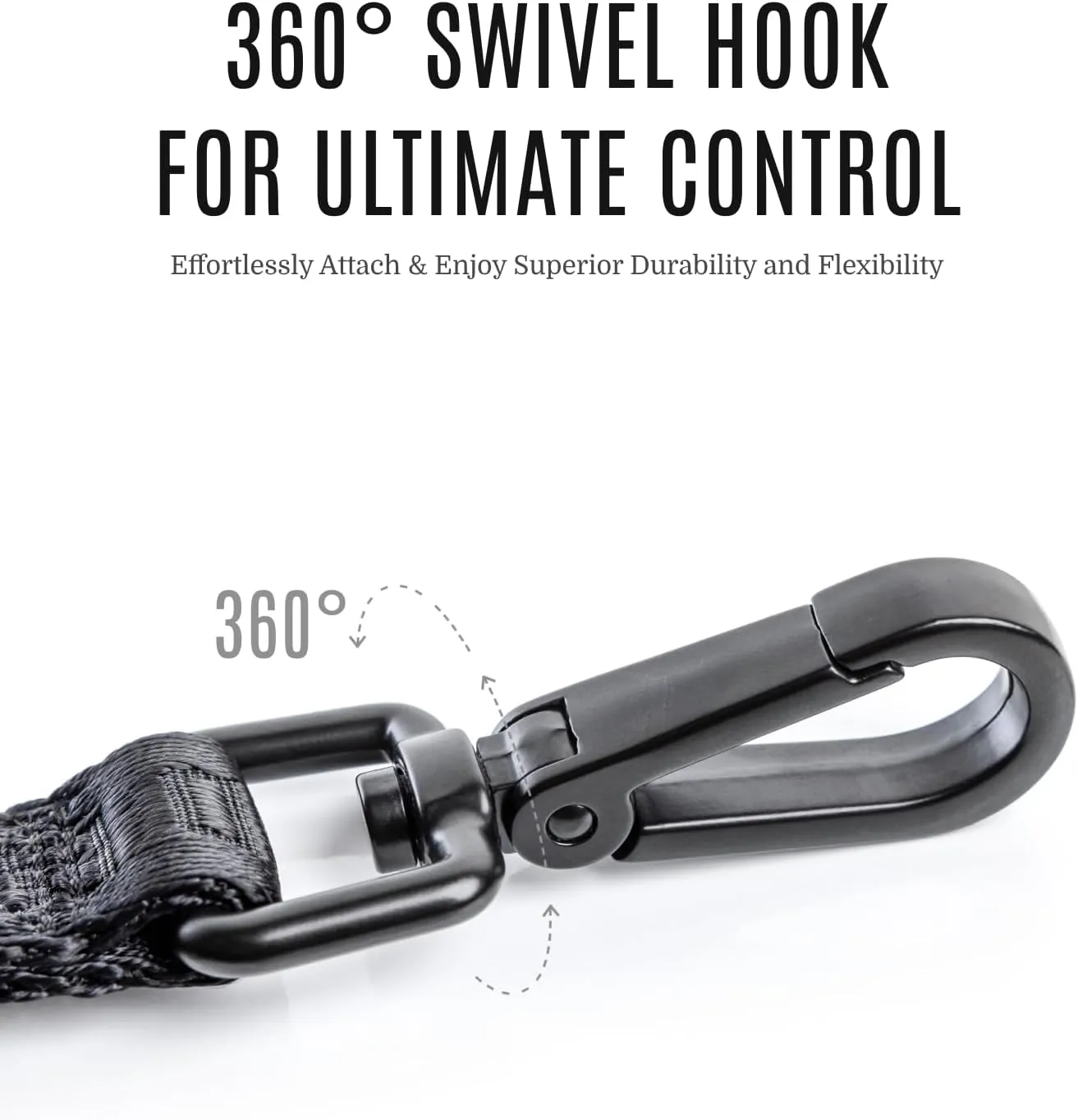 2025 New Edition, Fei & Eve Classic Dog Leash - 4FT, Dual Padded Handles, 360 Swivel Hook, Heavy Duty 210D Nylon - No-Pull Design with Traffic Control Handle - for Small/Medium/Large Dogs, Black