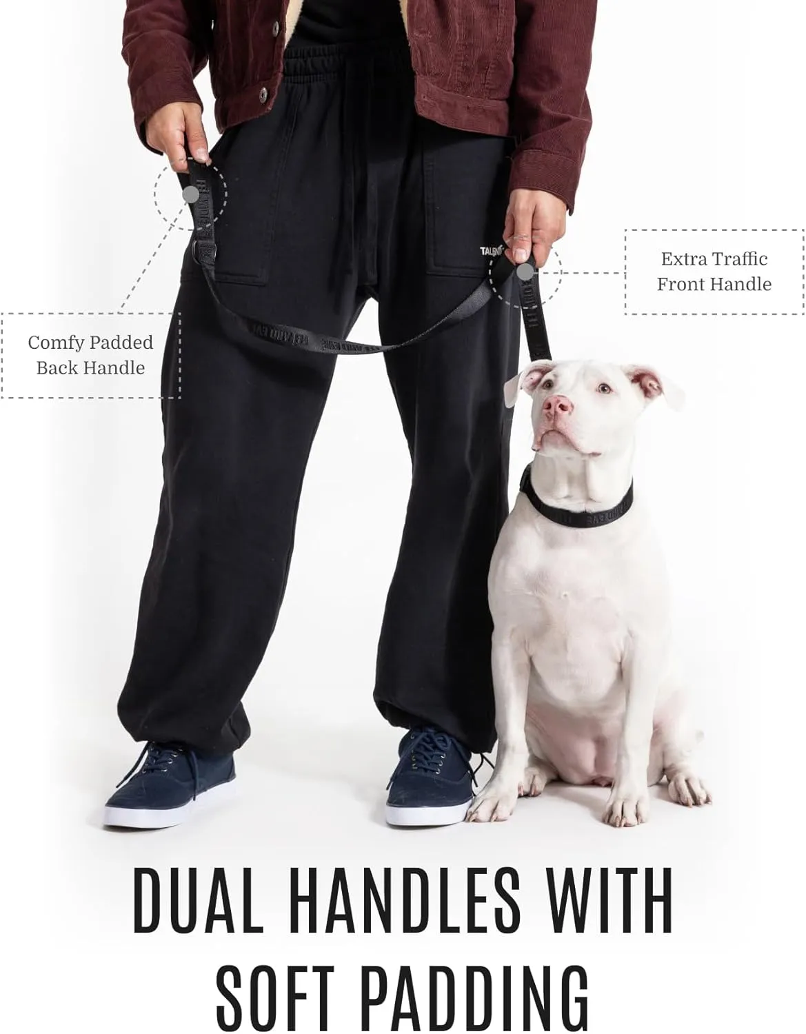 2025 New Edition, Fei & Eve Classic Dog Leash - 4FT, Dual Padded Handles, 360 Swivel Hook, Heavy Duty 210D Nylon - No-Pull Design with Traffic Control Handle - for Small/Medium/Large Dogs, Black