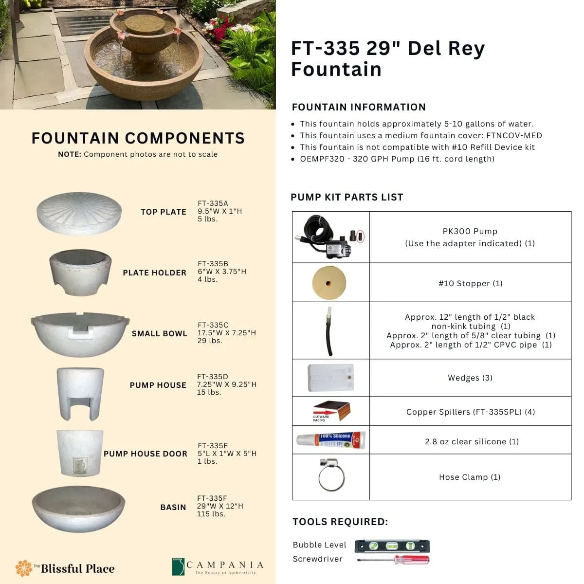 29 Inch Del Rey Fountain Campania International