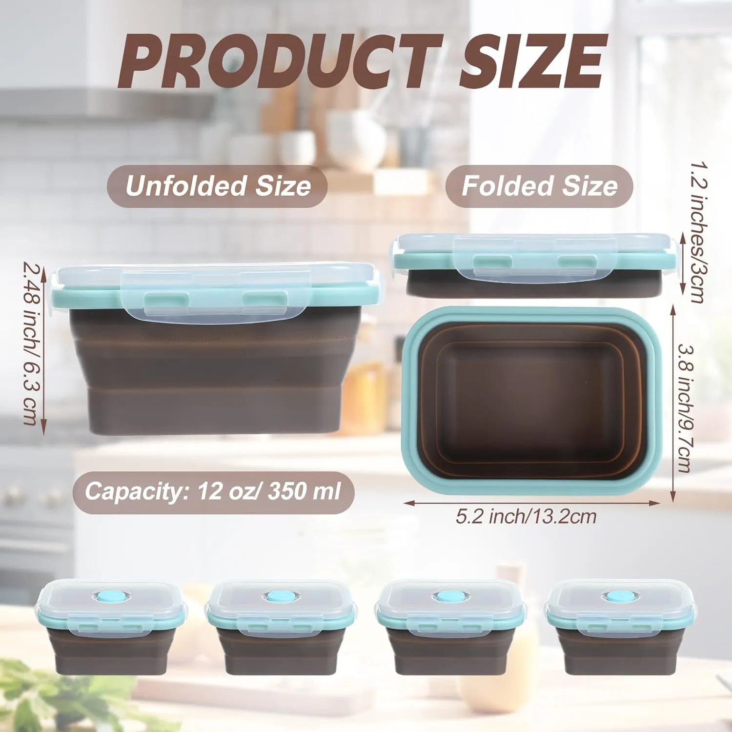 4 Pcs Camping Bowls with Lids Collapsible Silicon Travel Bowls 12 oz Expandable Food Storage Containers Sets Portable Folding for Salad Travel Heat Resistant