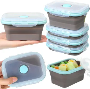 4 Pcs Camping Bowls with Lids Collapsible Silicon Travel Bowls 12 oz Expandable Food Storage Containers Sets Portable Folding for Salad Travel Heat Resistant