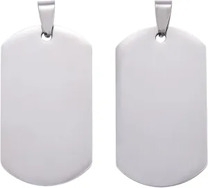 5Pcs 304 Stainless Steel Sublimation Tags Polished Rectangle Metal Engraving Stamping Tags Charms Blank Dog Tag Big Pendants ID Name DIY Tag Pendants for Jewelry Making