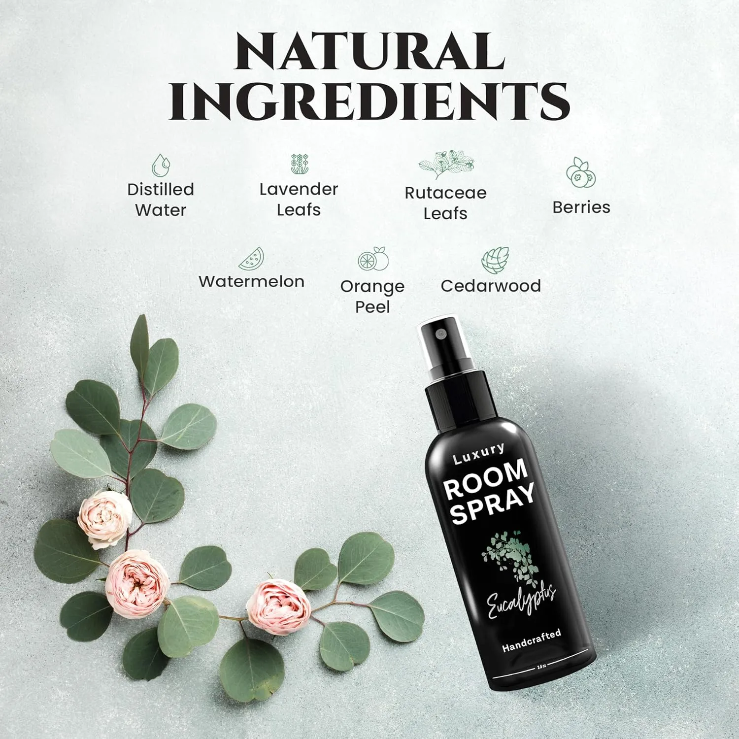 605Products Luxury Room & Air Freshener Spray - Long Lasting Odor Eliminator with Essential Oils, Home Fragrance Supplies - Eucalyptus (3.4oz)