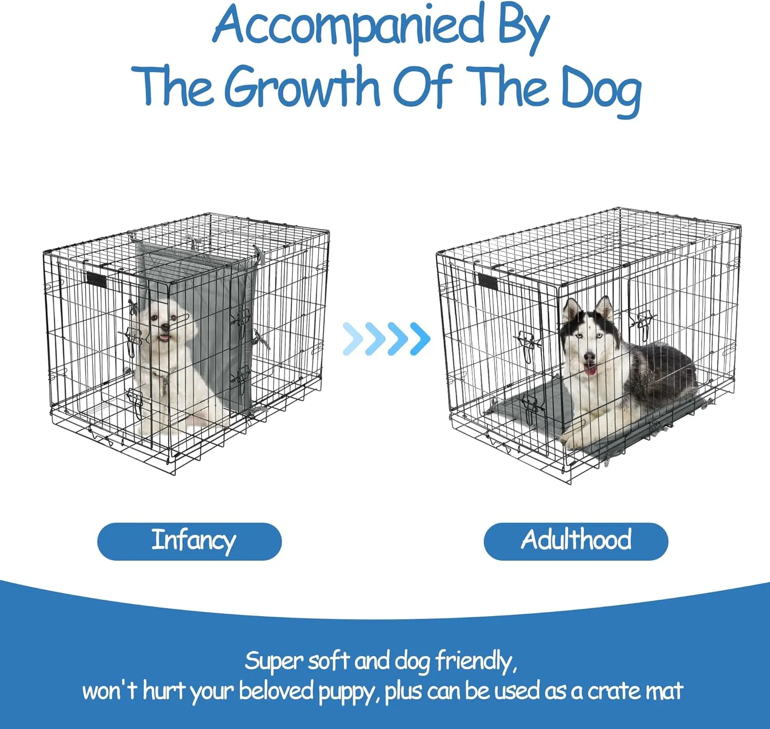 BALAPET Soft Dog Crate Divider Panel (Divider Only, Without Crate), Warm Dog Kennel Divider with Ties, Dog Crate Accessories for Puppy Crate Training, Grey, 31" H x 30" W
