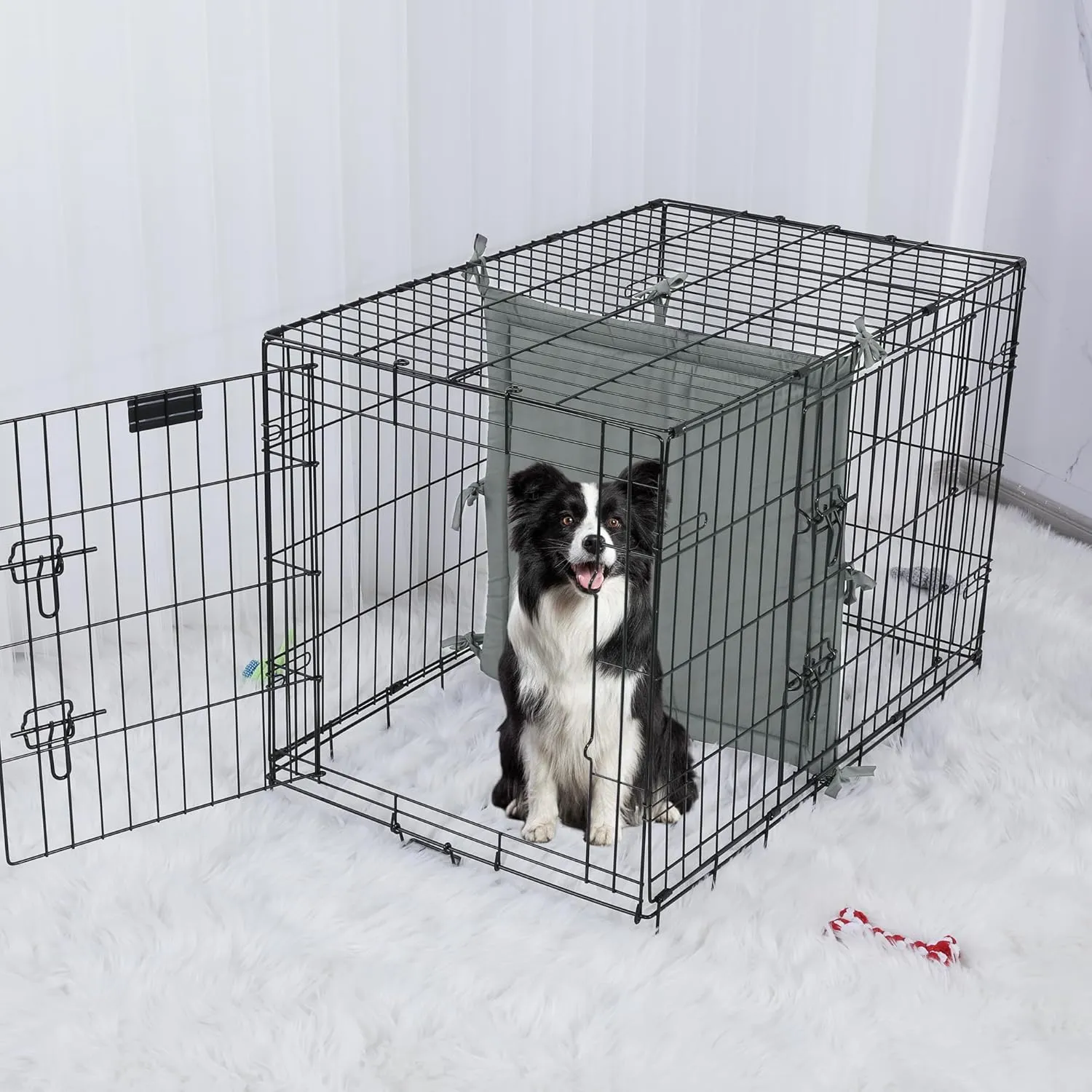 BALAPET Soft Dog Crate Divider Panel (Divider Only, Without Crate), Warm Dog Kennel Divider with Ties, Dog Crate Accessories for Puppy Crate Training, Grey, 31" H x 30" W