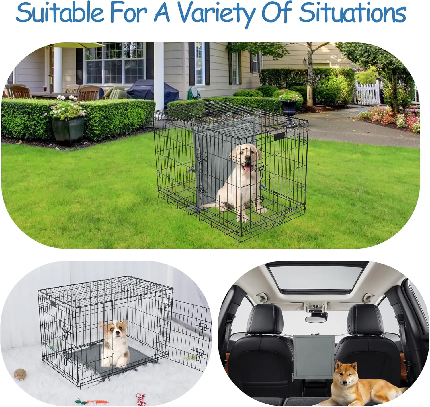 BALAPET Soft Dog Crate Divider Panel (Divider Only, Without Crate), Warm Dog Kennel Divider with Ties, Dog Crate Accessories for Puppy Crate Training, Grey, 31" H x 30" W
