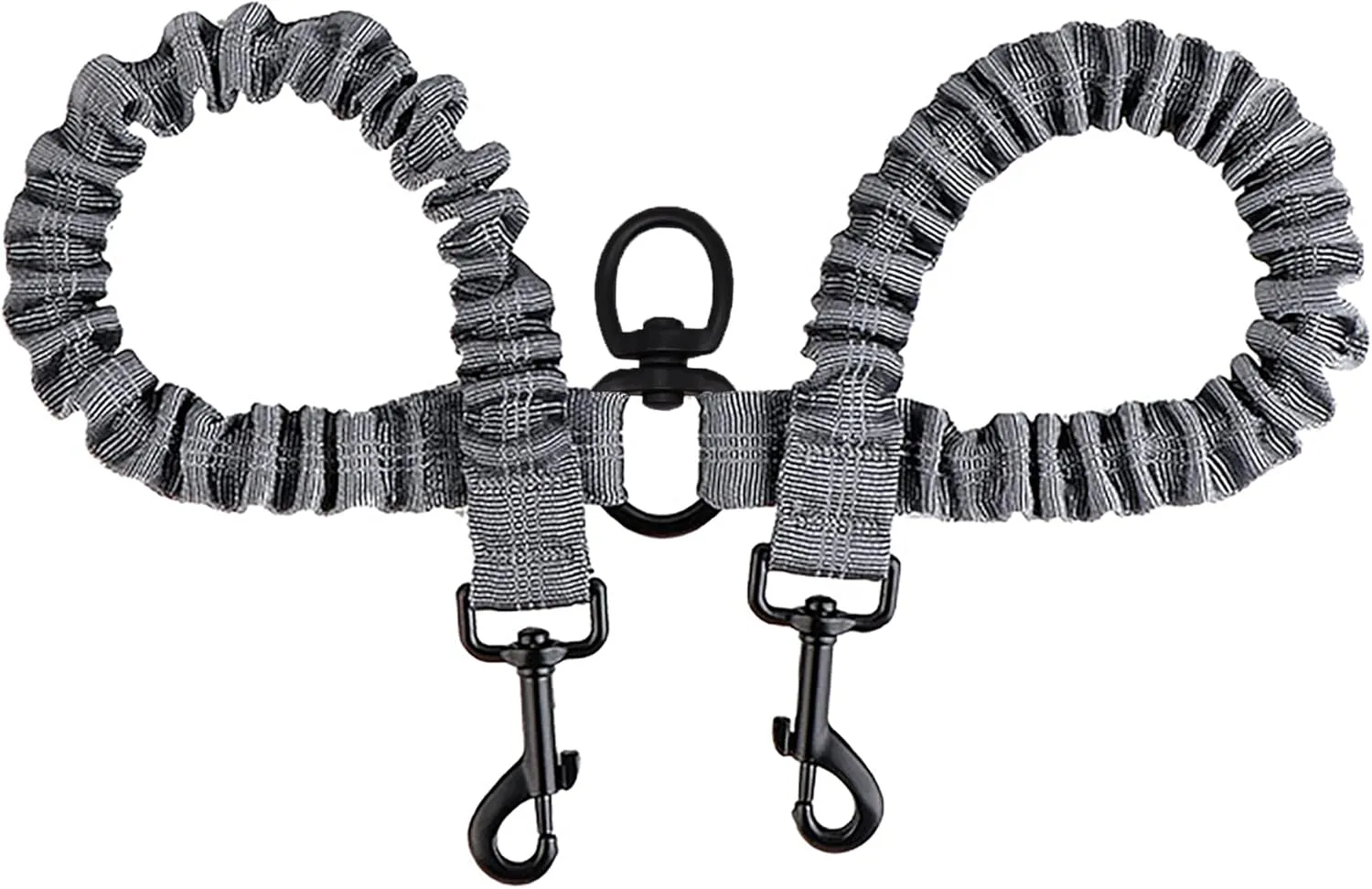 BAOBOTE Pet Double Dog Leash, Shock Absorbing Reflective Bungee Lead Walk 2 Dogs with Ease, 360 Swivel No Tangle Double Dog Walking & Training Leash, Dual Dog Leash for 6-120lbs Dogs (Grey)