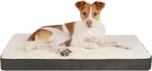 Best Pet Supplies Cute Dog Bed Mat Flat Mattress with Waterproof Exterior, Thick Orthopedic Egg Foam Fill, and Soft Sherpa Fleece Cover for Small, Medium, and Large Breeds - Brown, 24X16X3