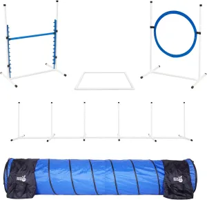 Better Sporting Dogs Premium Starter Dog Agility Set w/Safety-Focused Features | 5Pc Agility Kit | Bar Jump w/Cup Strips | Breakaway Tire Jump | Weave Poles | 10 Tunnel & Sandbags | Pause Box