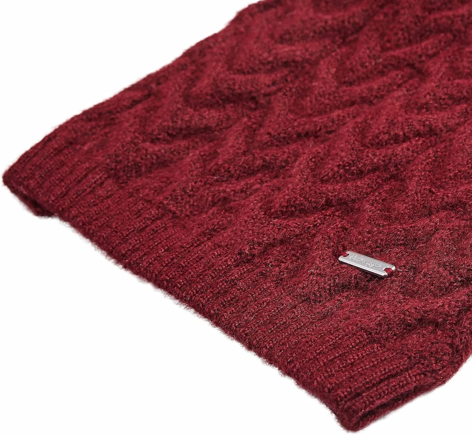 Blueberry Pet Classic Fuzzy Textured Knit Pullover Turtle-Neck Dog Sweater in Burgundy Red, Back Length 16", Pack of 1 Clothes for Dogs