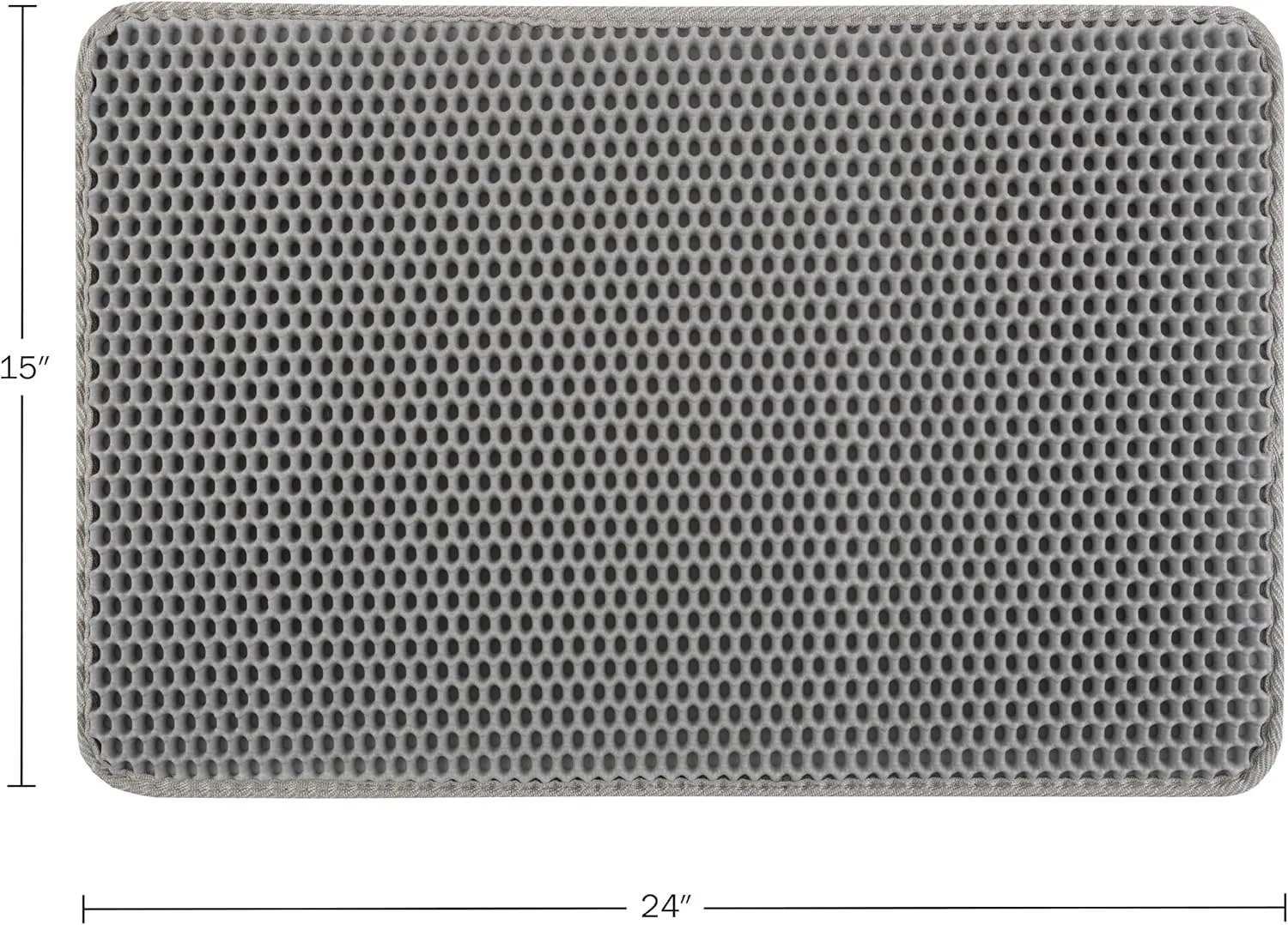 Cat Litter Mat - 24x15-Inch Waterproof Litter Box Mat with Dual-Layer Honeycomb Design for Trapping Litter - Slip-Resistant Cat Mat by PETMAKER (Gray)