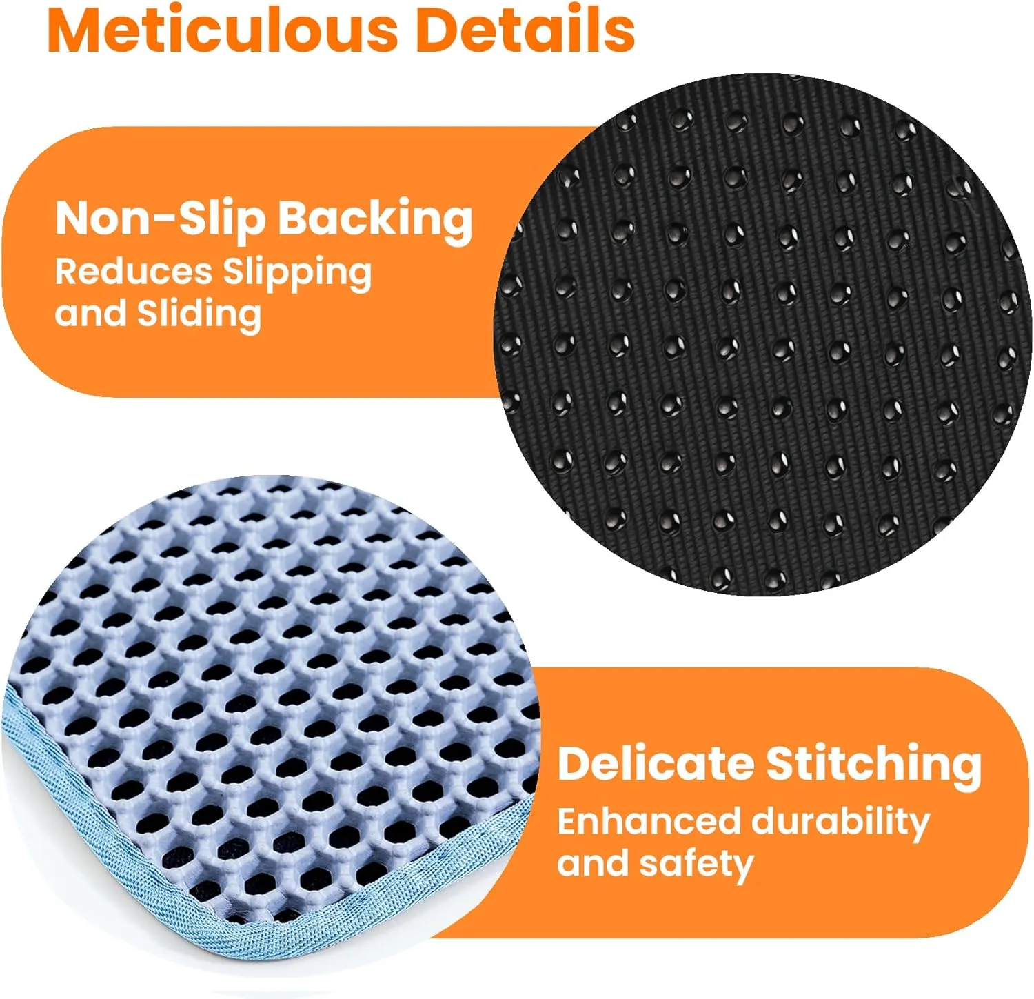 Cat Litter Mat, 24x18 Inches Large Double Layer Honeycomb Cat Litter Trapping Mat, Non Slip Waterproof Urine Proof Cat Litter Box Mat for Floor, Kitty Litter Rug, Cat Supplies, Blue