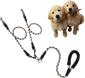Dual Dog Leash,Comfortable Double Dog Leash with Reflective,360 Swivel No Tangle 2 Dog Training Leash,for Large Medium Small Dogs (Brown, Double Leashes)