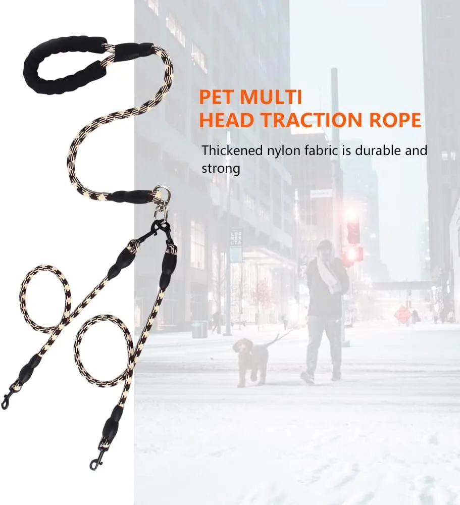 Dual Dog Leash,Comfortable Double Dog Leash with Reflective,360 Swivel No Tangle 2 Dog Training Leash,for Large Medium Small Dogs (Brown, Double Leashes)