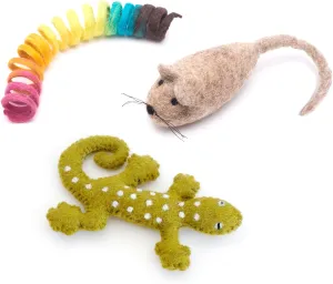 Glaciart One Wool Cat Toy Set with Catnip | Cute Cat Toy for Interaction & Boredom Relief, Encourages to Exercise, Explore & Play | Filled w/Organic Catnip to Help Sooth or Reduce Anxiety