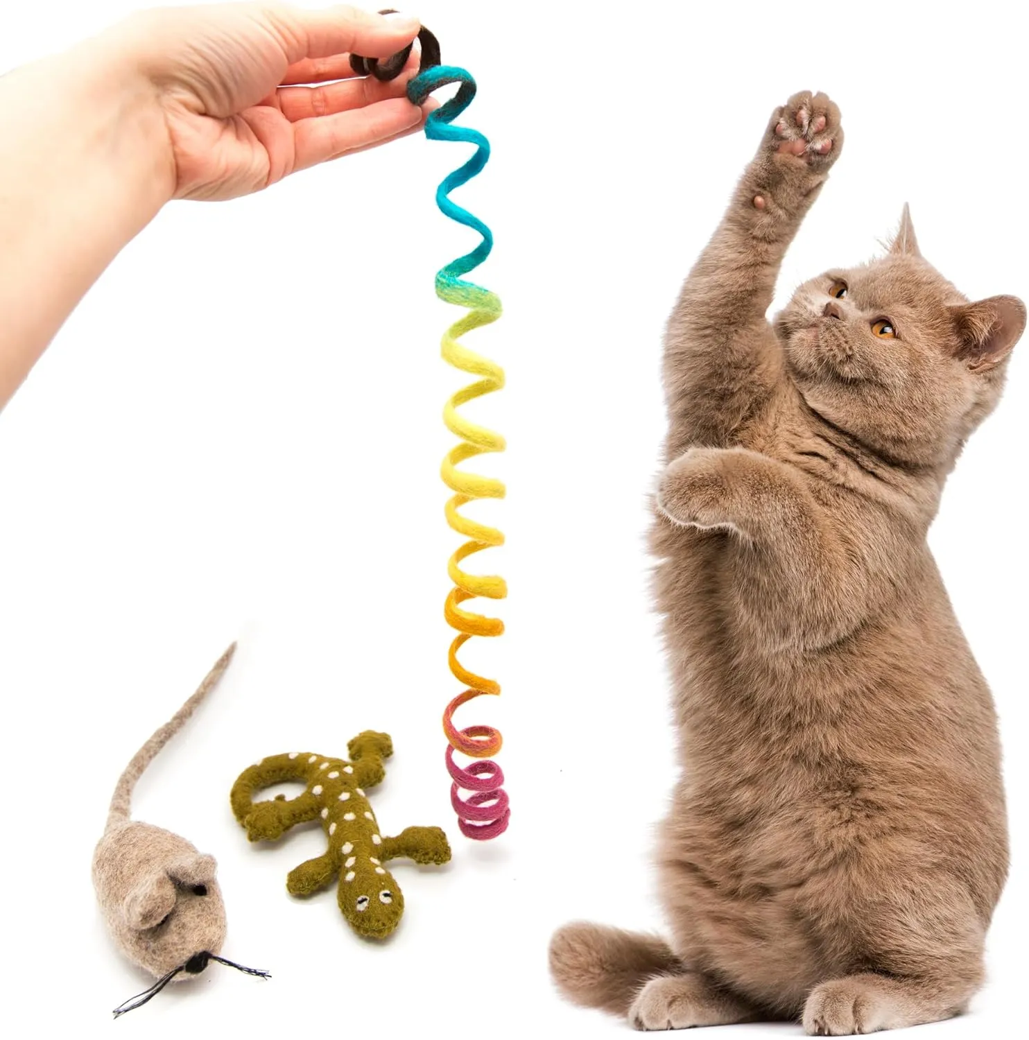 Glaciart One Wool Cat Toy Set with Catnip | Cute Cat Toy for Interaction & Boredom Relief, Encourages to Exercise, Explore & Play | Filled w/Organic Catnip to Help Sooth or Reduce Anxiety