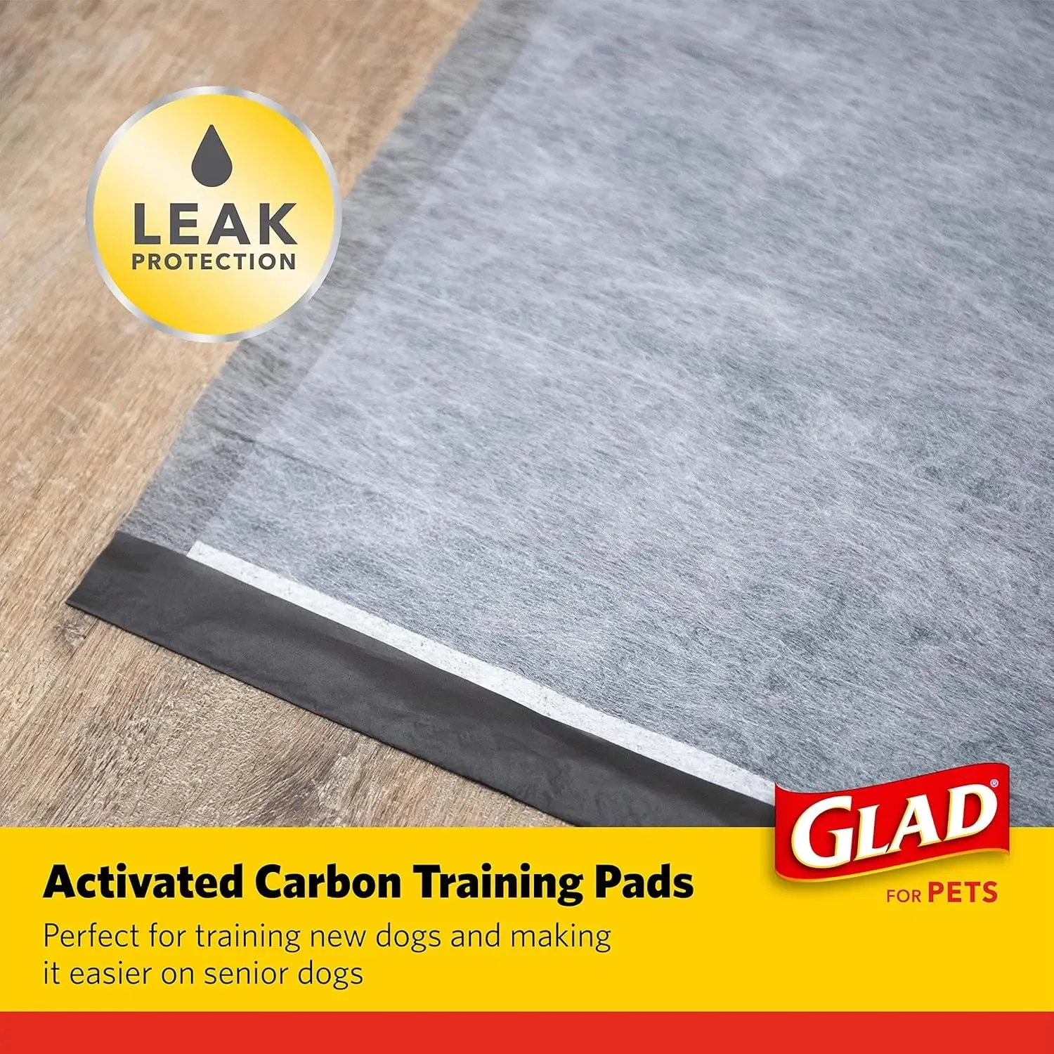 Glad for Pets Black Charcoal Puppy Pads Dog Pee Pads for Crate Training and Indoor Use 23" x 23" - 150 Count