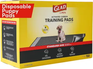 Glad for Pets Black Charcoal Puppy Pads Dog Pee Pads for Crate Training and Indoor Use 23" x 23" - 150 Count