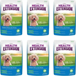 Health Extension Little Bites Chicken & Brown Rice Dry Dog Food (1 lb / 0.45 kg) - Natural with Probiotics and Superfoods for Teacup, Toy & Small Breeds (Pack of 6)