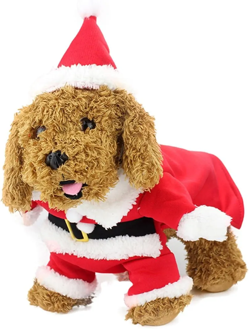 Idepet Santa Dog Costumes, Christmas Pet Clothes Winter Hoodie Coat for Chihuahua Yorkshire Poodle (XS)