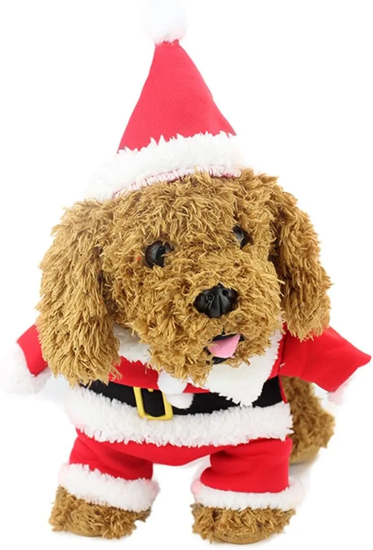 Idepet Santa Dog Costumes, Christmas Pet Clothes Winter Hoodie Coat for Chihuahua Yorkshire Poodle (XS)