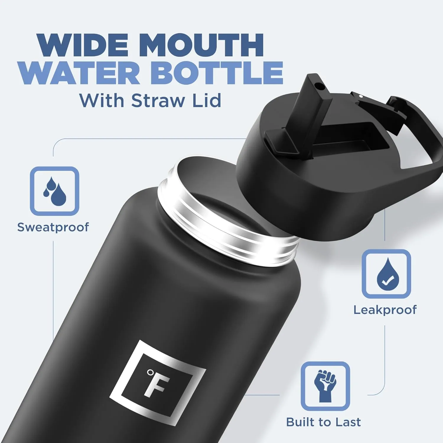 IRON FLASK Camping & Hiking Hydration Flask with 3 Lids - Stainless Steel, Double Walled & Vacuum Insulated Water Bottle - Leak Proof & BPA Free (Bubble Gum, Straw - 40 oz)