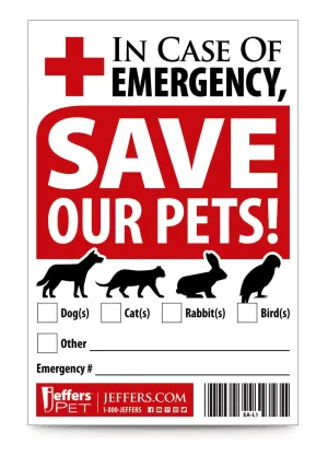 Jeffers Emergency Pet Rescue Sticker for Homes