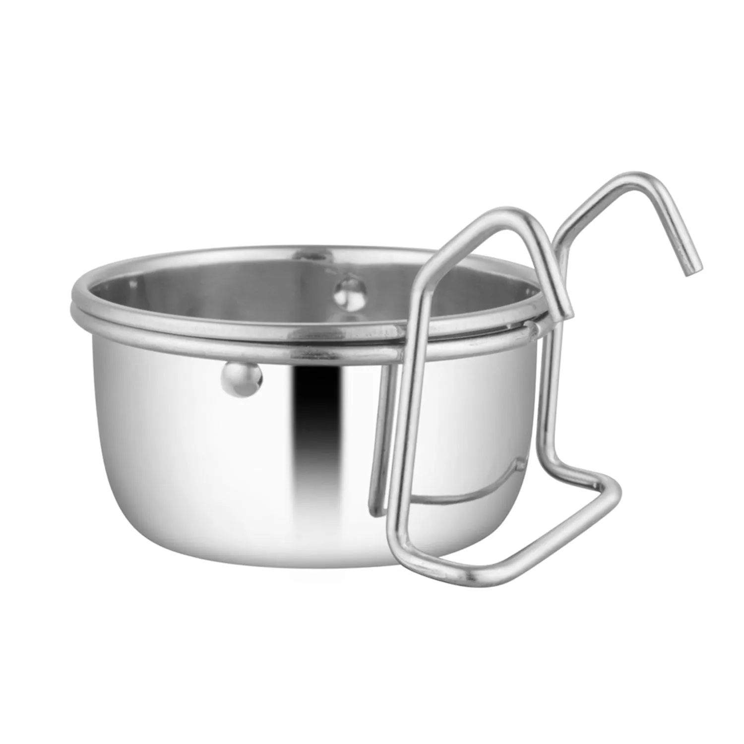 Jeffers Stainless Steel Cage Cup Pet Feeders with Hooks