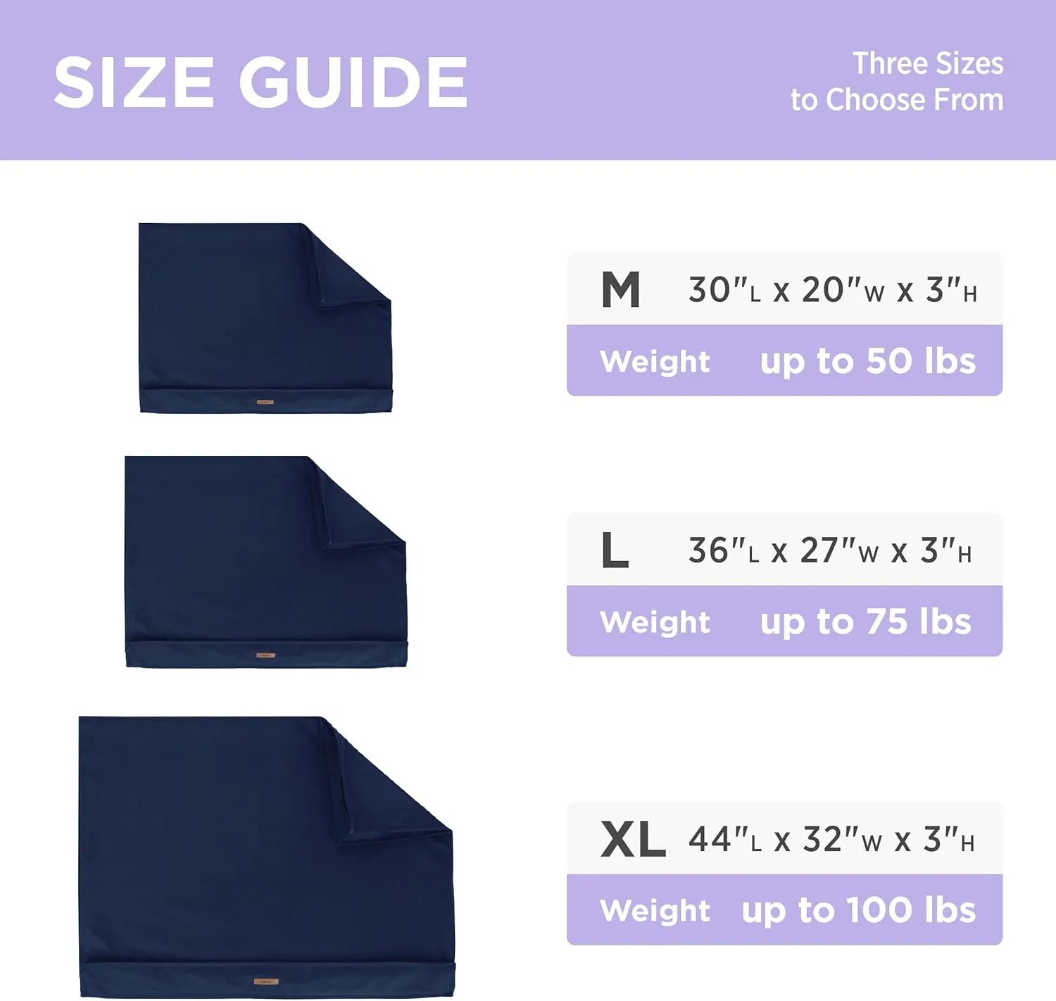 Lesure Waterproof Dog Bed Cover Replacement Washable - XL Size for Pet Mat 44x32x3 Inches, Navy