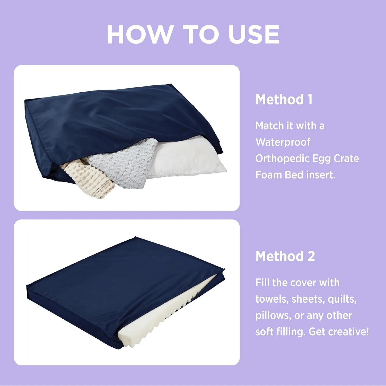 Lesure Waterproof Dog Bed Cover Replacement Washable - XL Size for Pet Mat 44x32x3 Inches, Navy