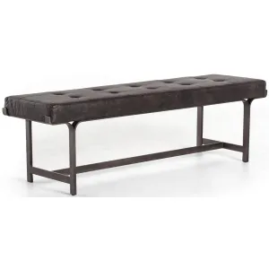 Lindy Leather Bench, Rialto Ebony