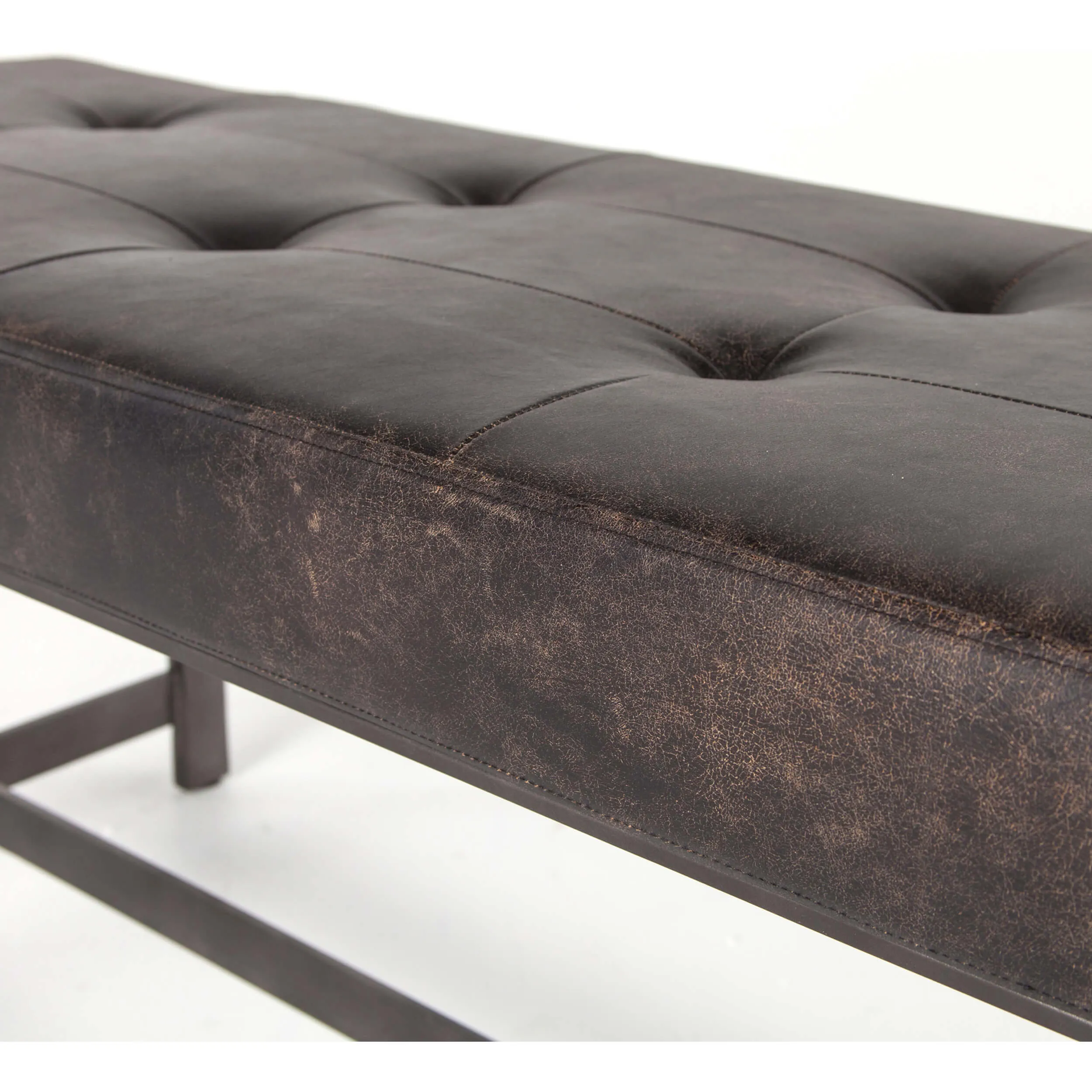 Lindy Leather Bench, Rialto Ebony