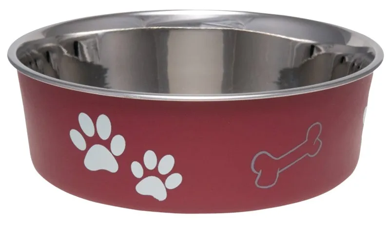 Loving Pets 7413MM Pet Feeding Bowl, M, 28 oz Volume, Polyresin/Stainless Steel, Merlot :EA: QUANTITY: 1