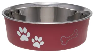 Loving Pets 7413MM Pet Feeding Bowl, M, 28 oz Volume, Polyresin/Stainless Steel, Merlot :EA: QUANTITY: 1
