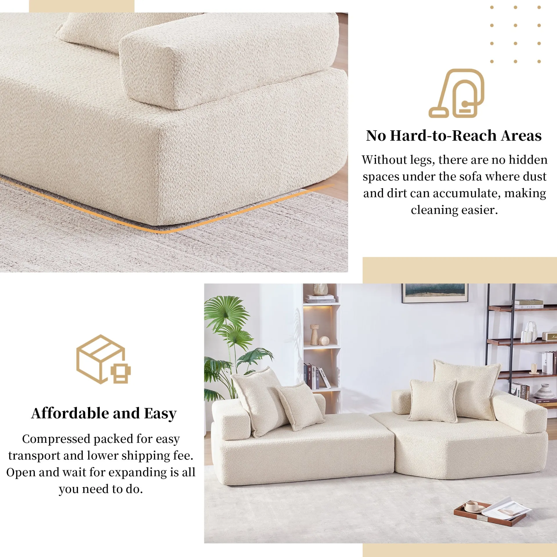 Lueur Oversized Modular 2 Pc Sectional Sofa