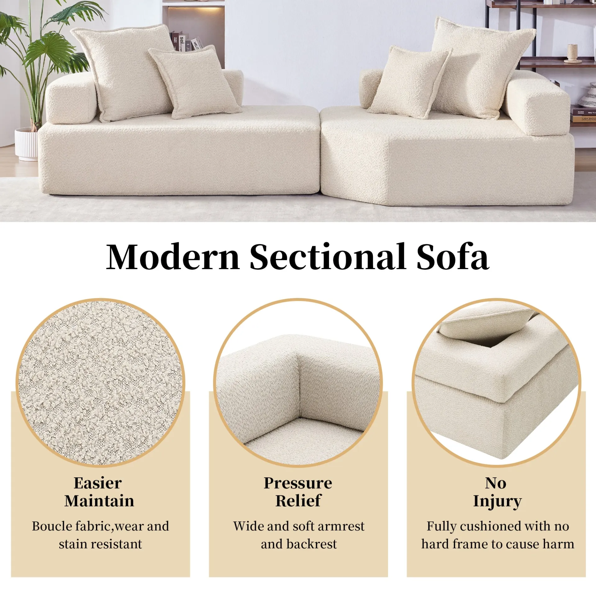 Lueur Oversized Modular 2 Pc Sectional Sofa