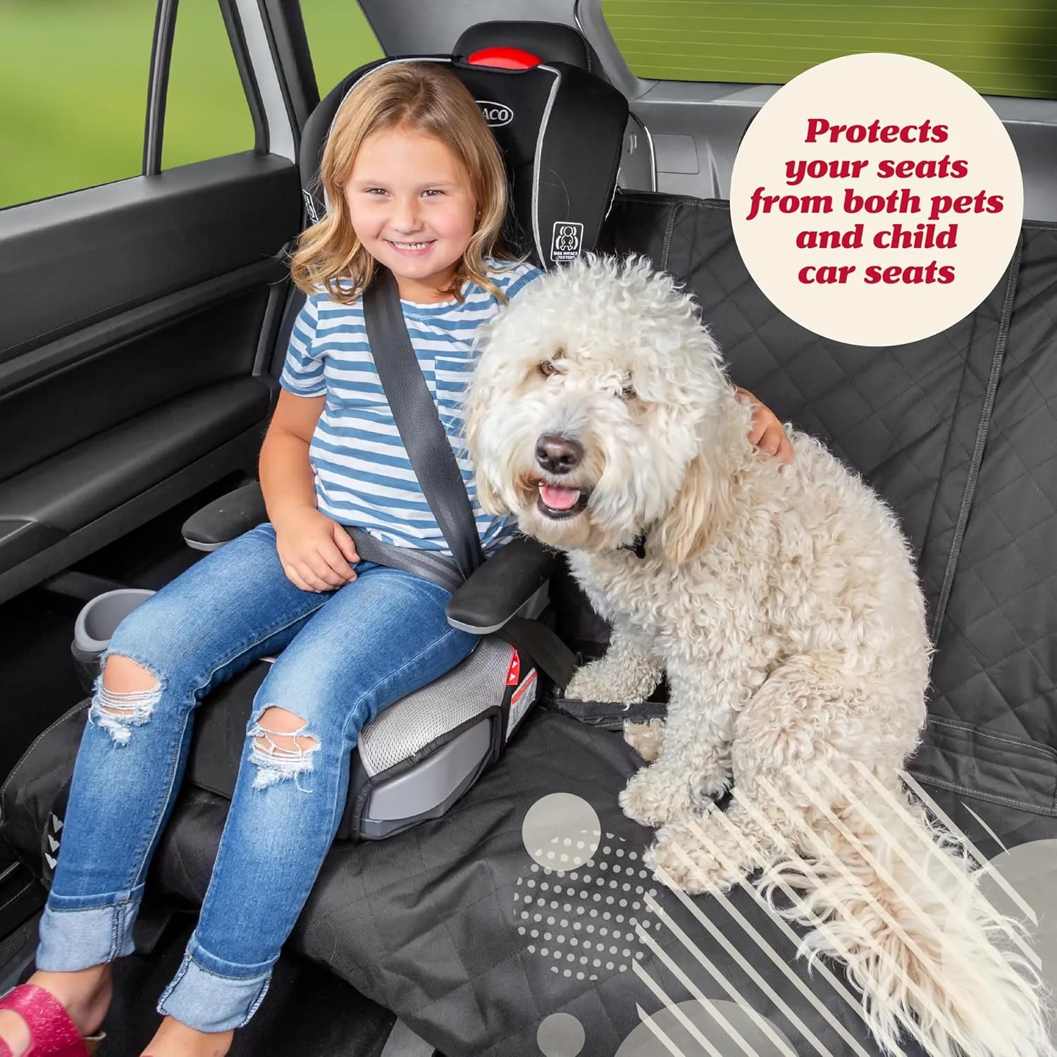 Lusso Gear Dog Car Seat Cover - Waterproof, Non-Slip Back Seat Protector - Tan Pet Liner for SUV & Truck - Backseat Cover for Dogs