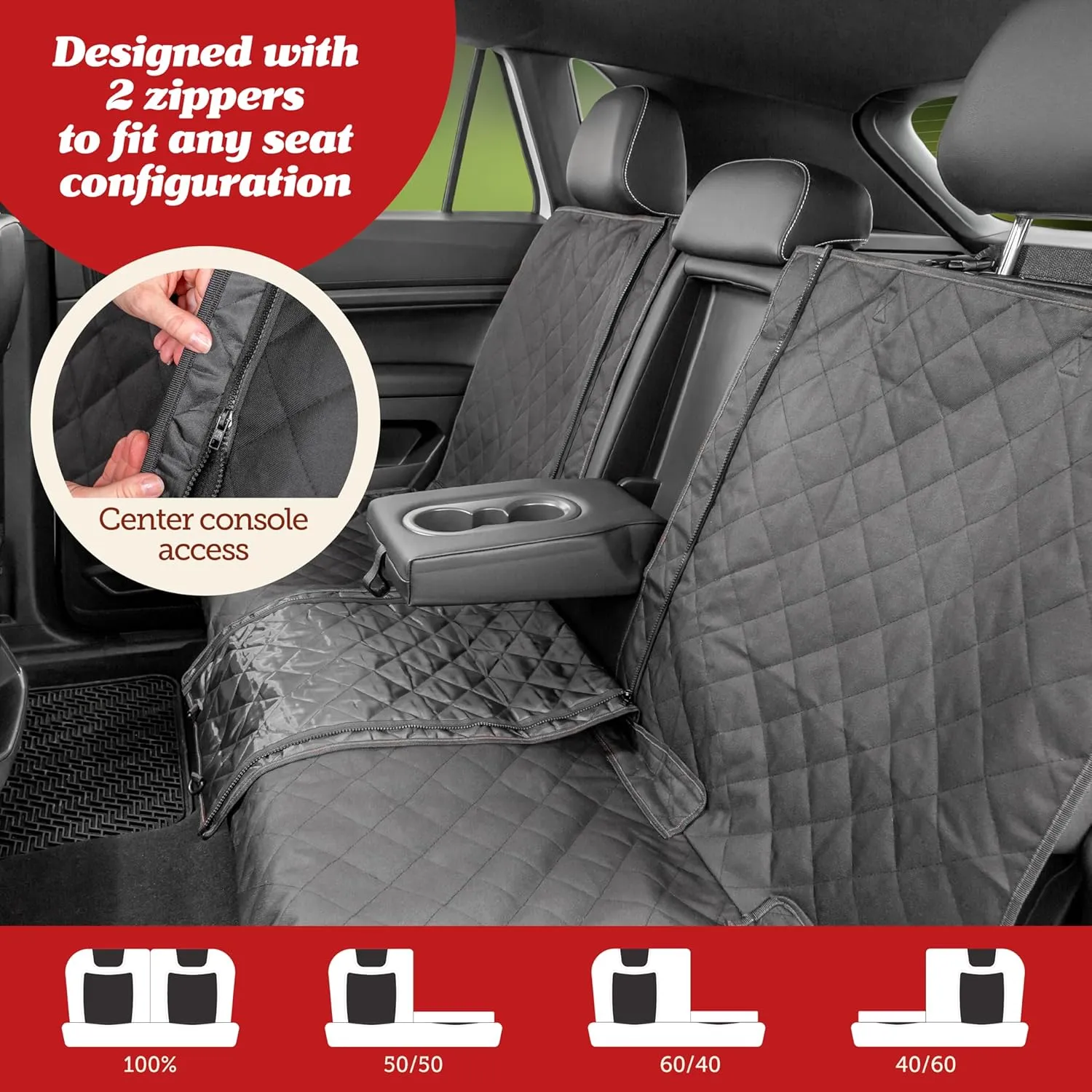 Lusso Gear Dog Car Seat Cover - Waterproof, Non-Slip Back Seat Protector - Tan Pet Liner for SUV & Truck - Backseat Cover for Dogs