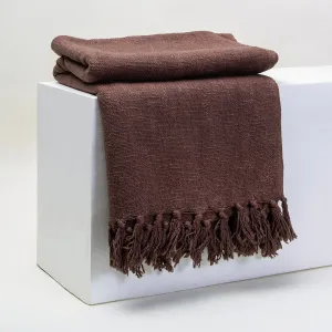 Luxury Brown Cotton Solid Throw For Sofas