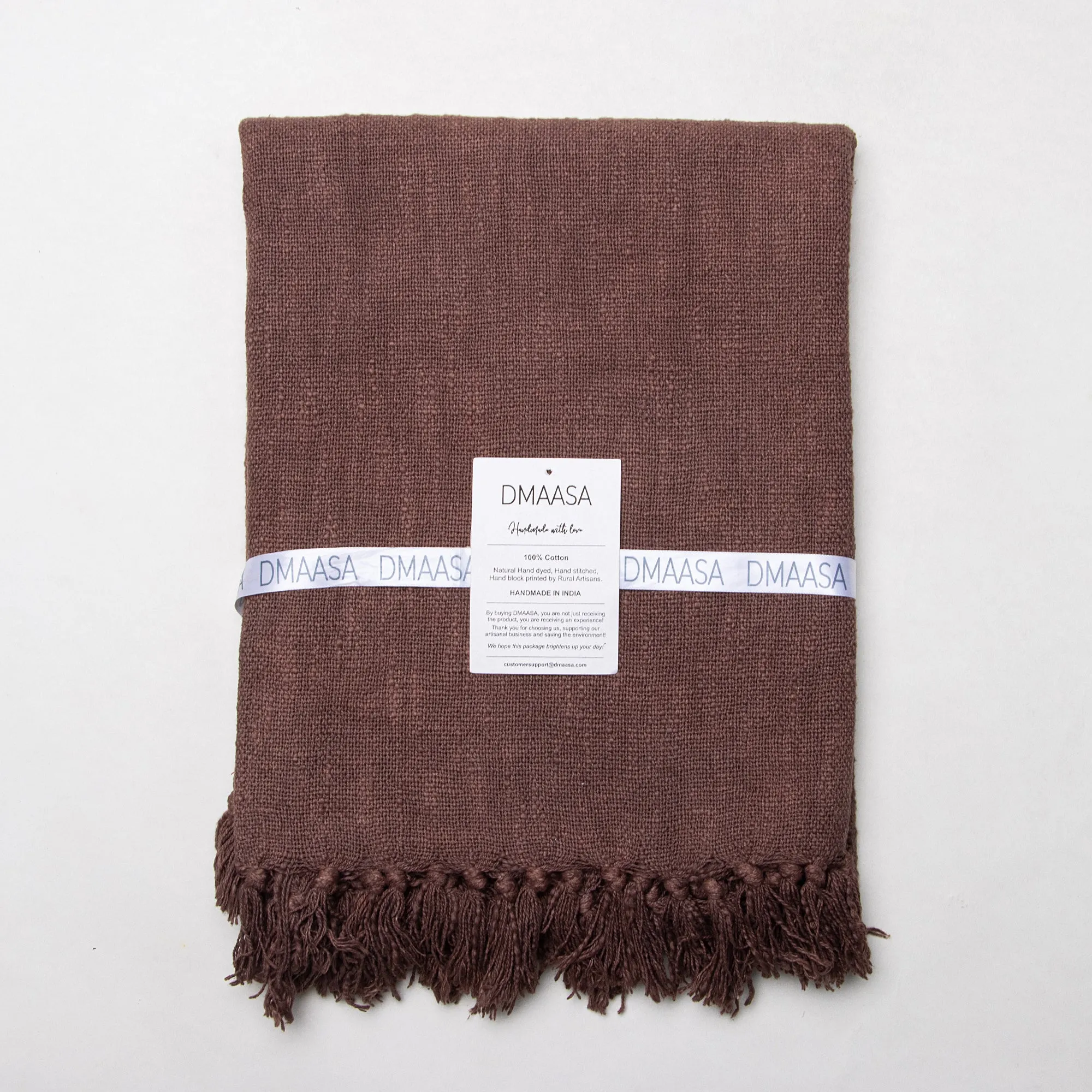 Luxury Brown Cotton Solid Throw For Sofas