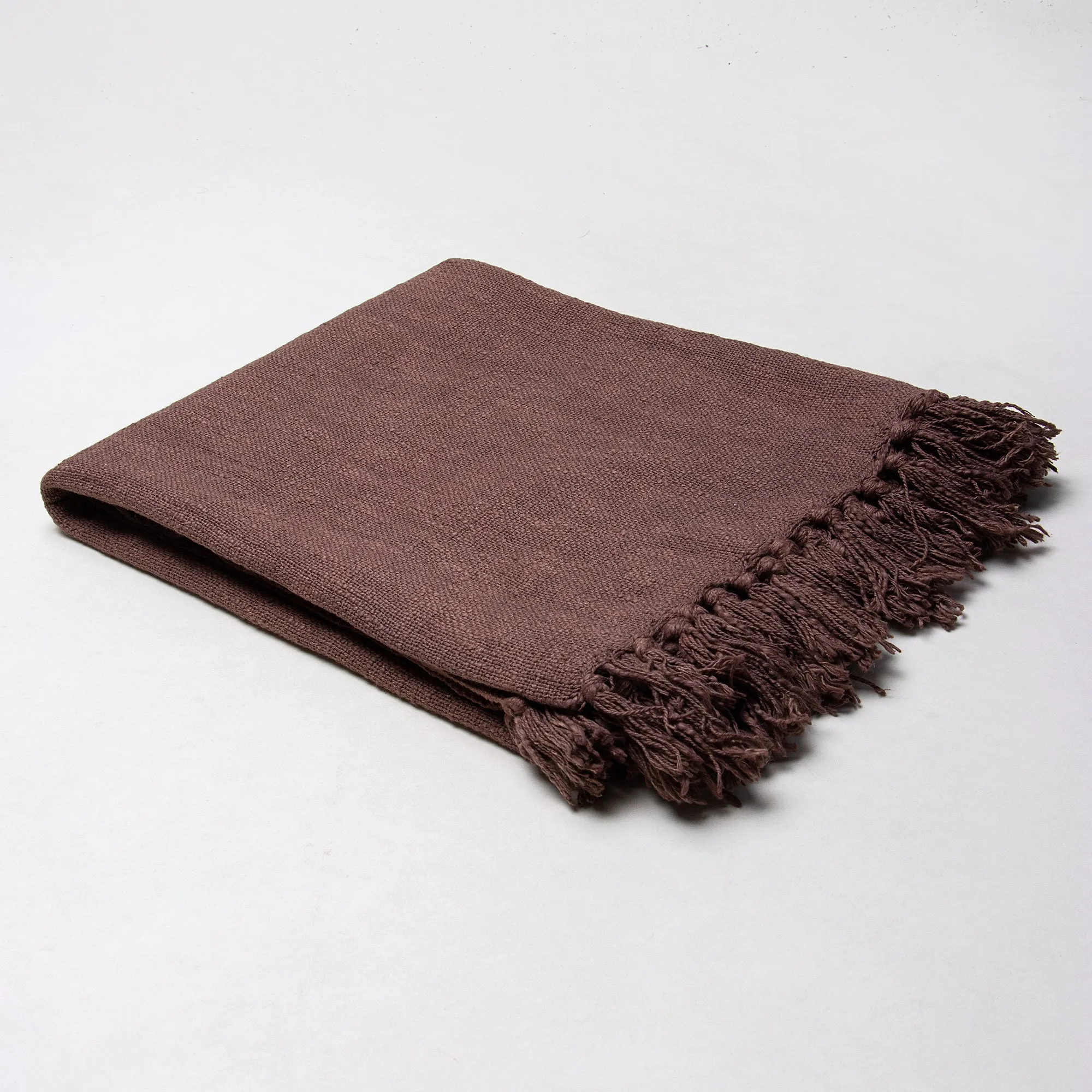 Luxury Brown Cotton Solid Throw For Sofas