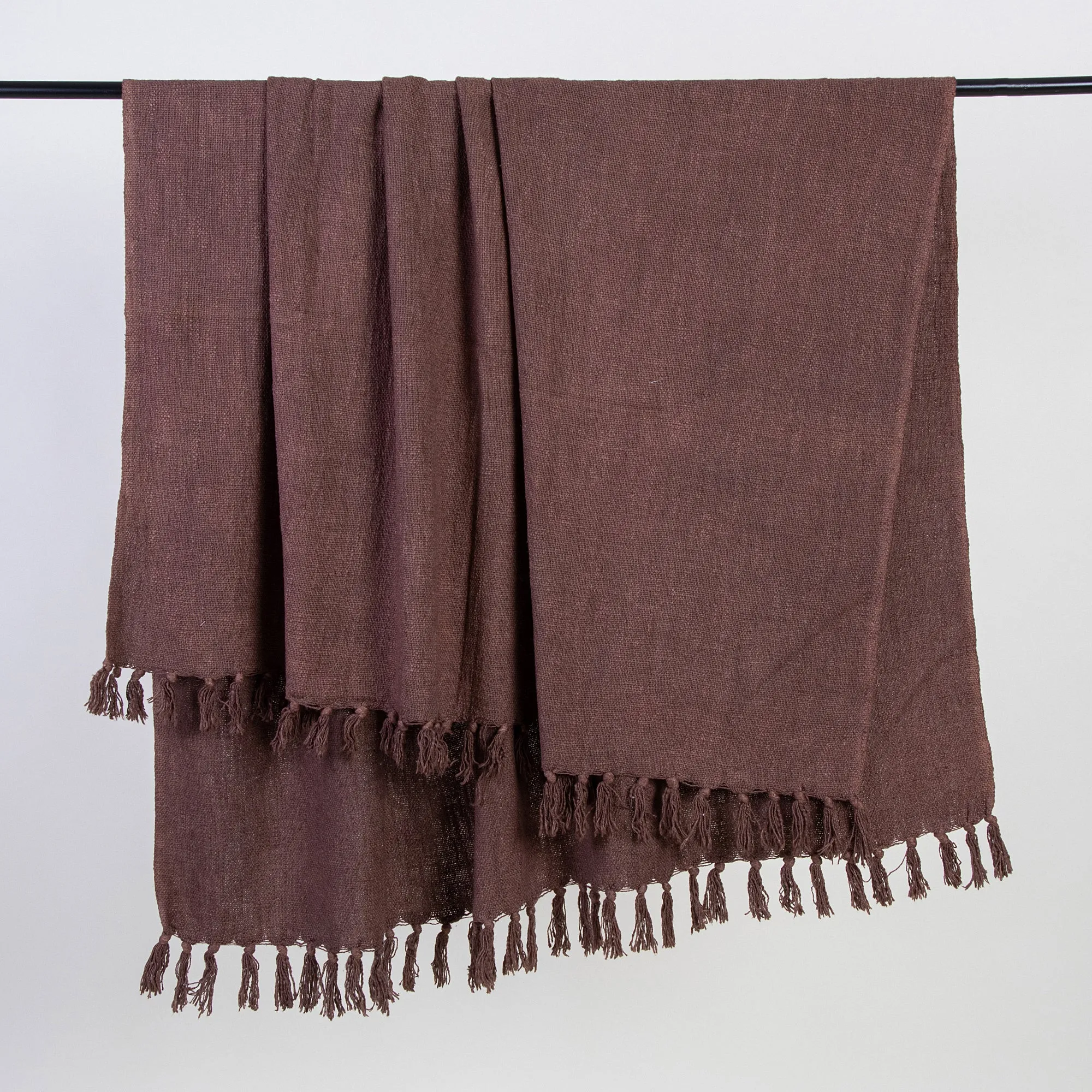 Luxury Brown Cotton Solid Throw For Sofas