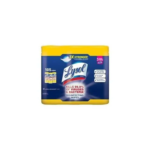 Lysol Disinfecting Wipes 3-pack - Wipe - Lemon Scent - 35 / Canister - 105 / Pack - White