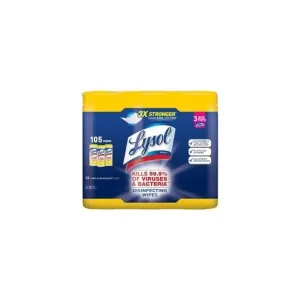 Lysol Disinfecting Wipes 3-pack - Wipe - Lemon Scent - 35 / Canister - 12 / Carton - White