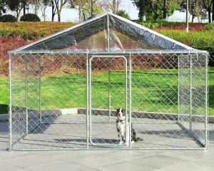 MAGIC UNION Large Dog Kennel Outdoor Heavy Duty Dog Cage, Anti-Rust Pens Fence with Waterproof UV-Resistant Cover and Secure Lock,118 x118 x 83 Inches (118 x118 x 83 Inches)