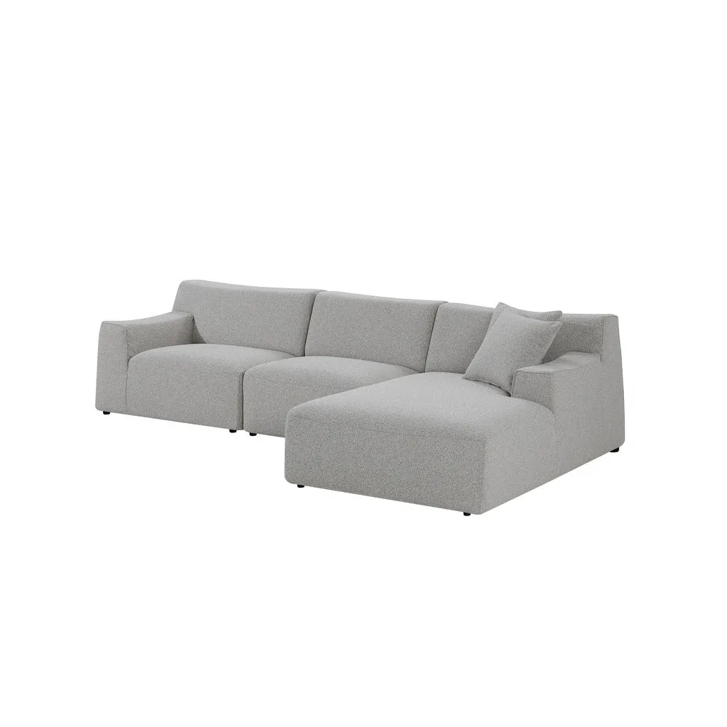 Marlin 3 Seater Right Chaise Fabric Sofa - Clay Grey
