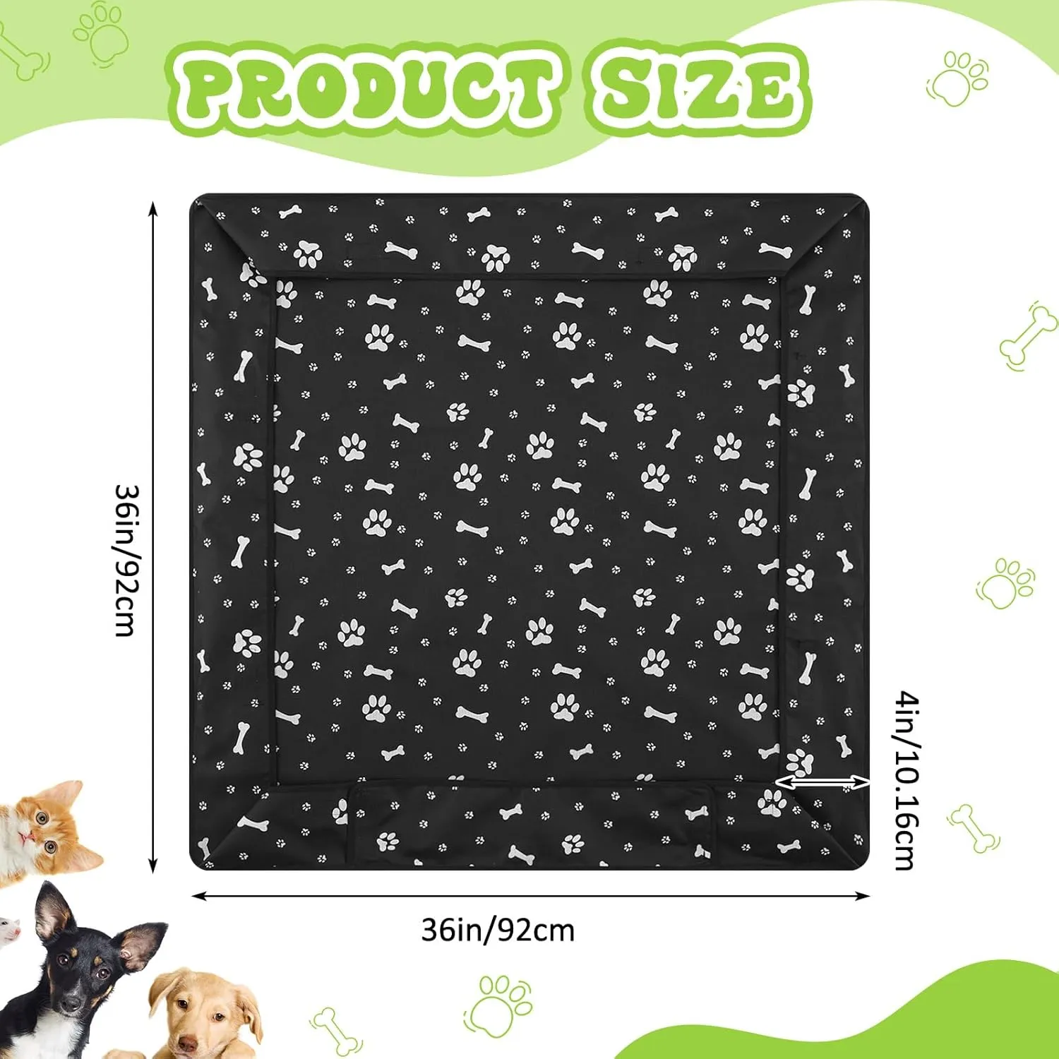 Marsui Dog Playpen Bottom Pad Fits for 36 Inch 4 Panels Pet Exercise Mat Puppy Crate Pad Reusable Washable Pet Training Pee Mat Hoop and Loop Design, Playpen Not Included