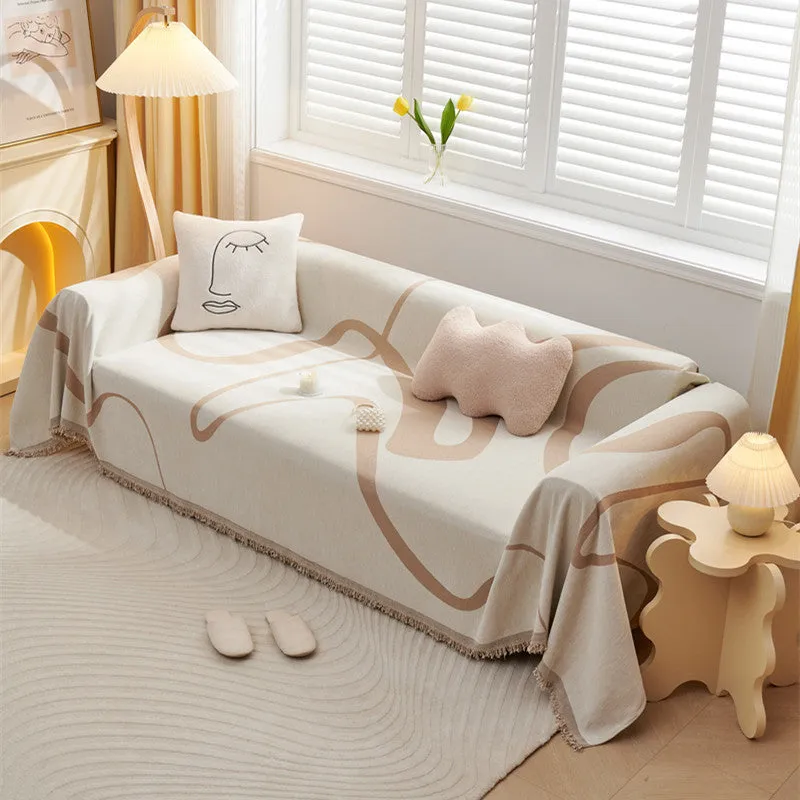 Maylee Geometric Curve Sofa Couch Cover Blanket