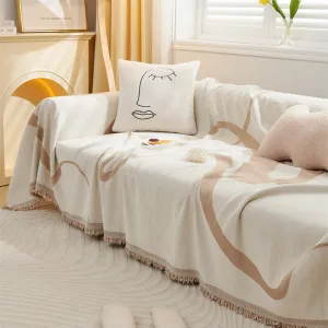 Maylee Geometric Curve Sofa Couch Cover Blanket